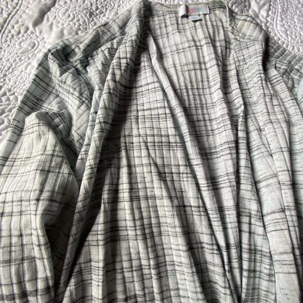 LuLaRoe Black and White Plaid Cardigan